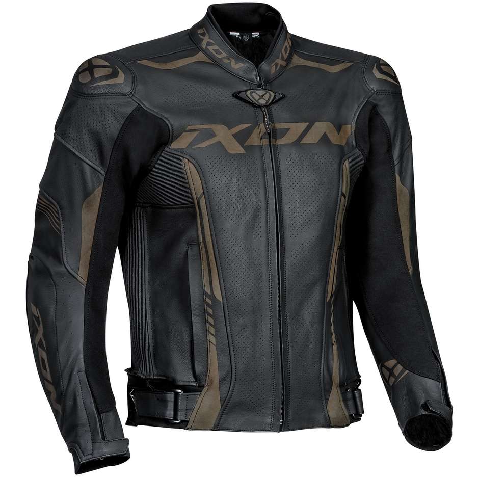 Motorcycle Jacket In Perforated Leather Ixon VORTEX 2 Black