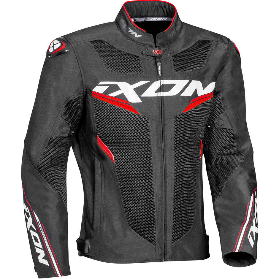 Motorcycle Jacket In Perforated Summer Fabric Ixon Draco Black Red
