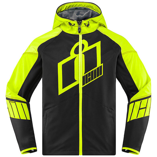 Motorcycle Jacket In SoftShell Icon MERC Crusader Yellow Fluo