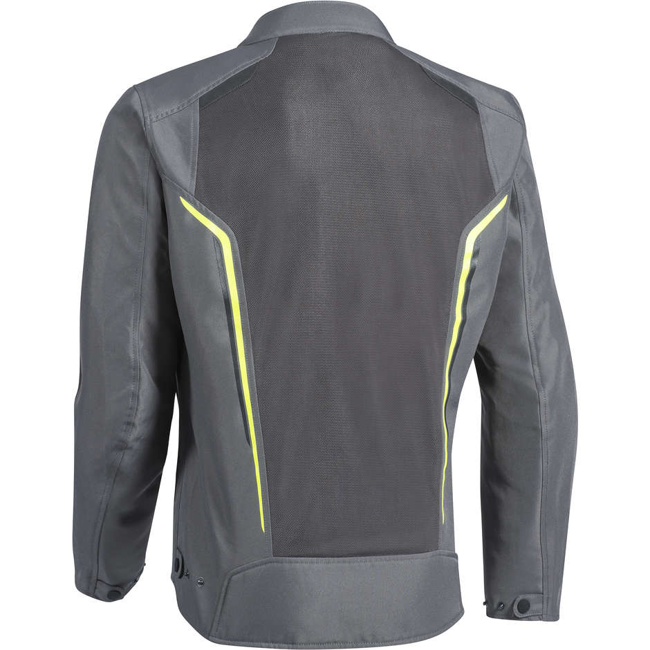 Motorcycle Jacket In Summer Fabric pierced Ixon COOL AIR Gray Fluo Yellow