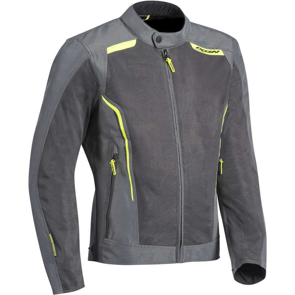 Motorcycle Jacket In Summer Fabric pierced Ixon COOL AIR Gray Fluo Yellow