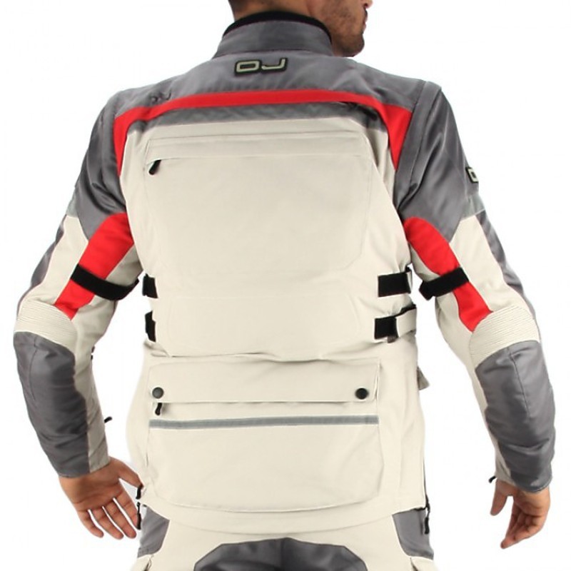 Motorcycle Jacket OJ Desert Tech Triple Layer Ice Red Ice Grey Color