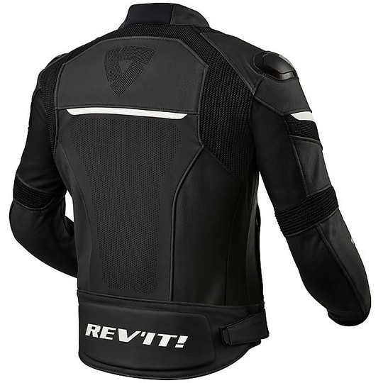 Motorcycle Jacket Perforated Leather Racing Rev'it CONVEX Black White