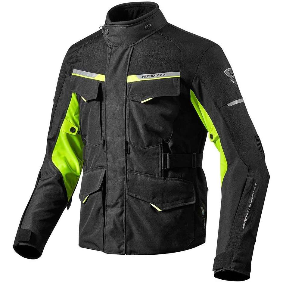 Motorcycle Jacket Rev'it OUTBACK Fabric 2 Black Yellow