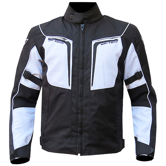 Motorcycle Jacket Technical Fabric Berik 2.0 NJ-10505-BK Black White Waterproof