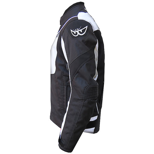 Motorcycle Jacket Technical Fabric Berik 2.0 NJ-10505-BK Black White Waterproof