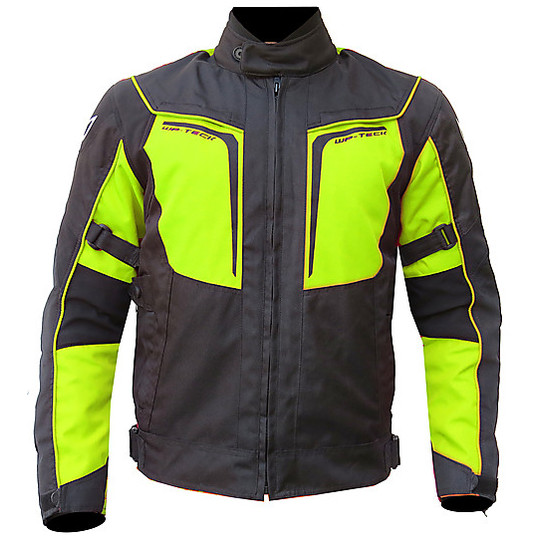 Motorcycle Jacket Technical Fabric Berik 2.0 NJ-10505-BK Black Yellow Fluo Waterproof