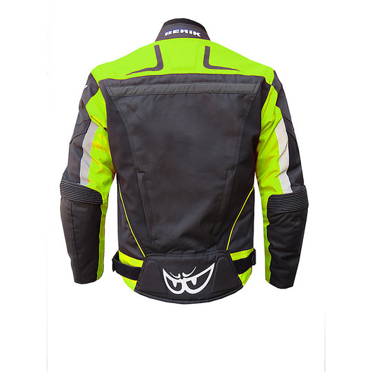 Motorcycle Jacket Technical Fabric Berik 2.0 NJ-10505-BK Black Yellow Fluo Waterproof