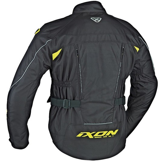 Motorcycle Jacket Technical Fabric Ixon CORSICA Black Yellow Vivo