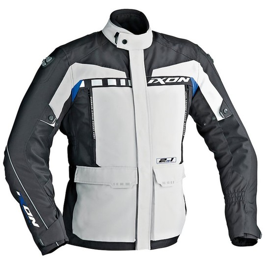 Motorcycle Jacket Technical Fabric Ixon CORSICA Grey Black Blue