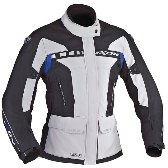 Motorcycle Jacket Technical Fabric Ixon CORSICA Lady Grey Black Blue