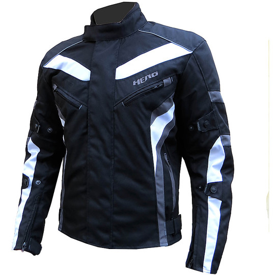 Motorcycle Jacket Technical Hero HR-3435 Waterproof White Black