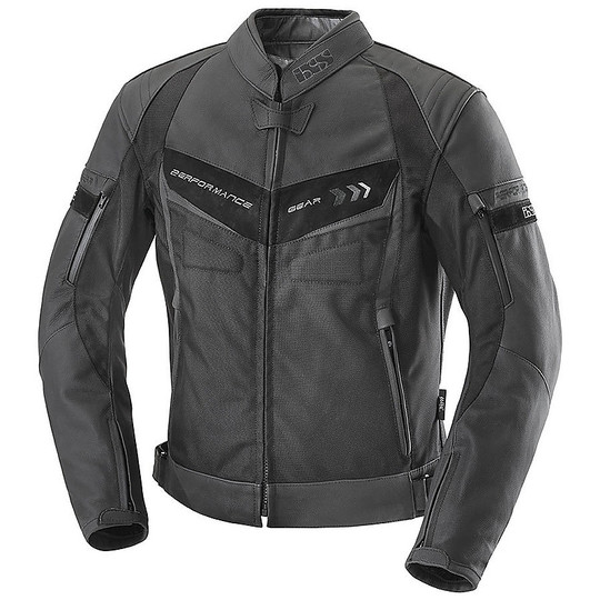 Motorcycle Jacket Technique Leather and Fabric IXS Newa WP Black Triple Layer