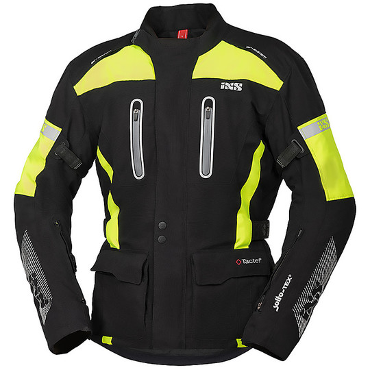 Motorcycle Jacket Waterproof Fabric Ixs Tour PACORA-ST Black Yellow Fluo