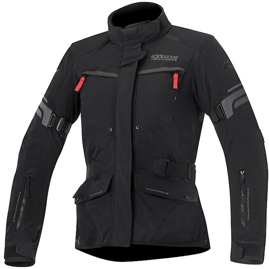 Motorcycle Jacket Woman fabric Alpinestars Stella Valparaiso 2 Drystar Jacket Black Grey Red