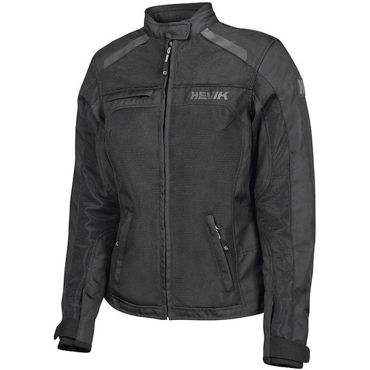 Motorcycle Jacket Woman In Perforated Fabric Hevik Urban Scirocco Lady Black