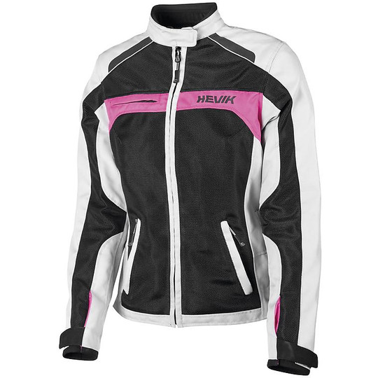 Motorcycle Jacket Woman Perforated Fabric Hevik Urban Scirocco Lady Black / Pink