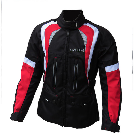 motorcycle jacket Woman Technician Three Layers 4 Seasons Black-Red Sport Lady WP