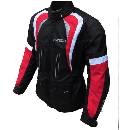 motorcycle jacket Woman Technician Three Layers 4 Seasons Black-Red Sport Lady WP