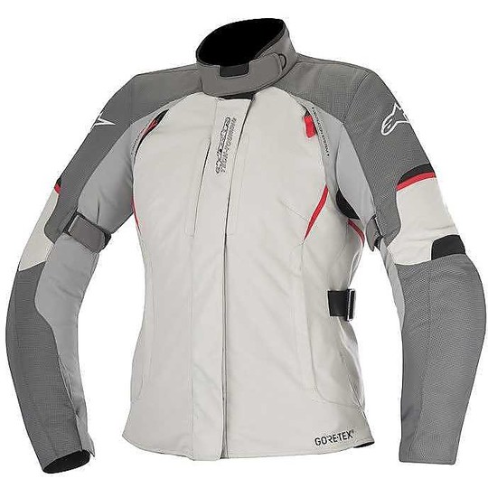 Motorcycle Jacket Women Fabric Aplinestars Star Ares Gore-Tex Light Gray Red