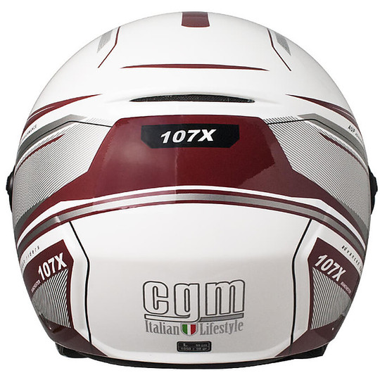 Motorcycle Jet CGM Helmet with Long 107X White Manchester Red Visor
