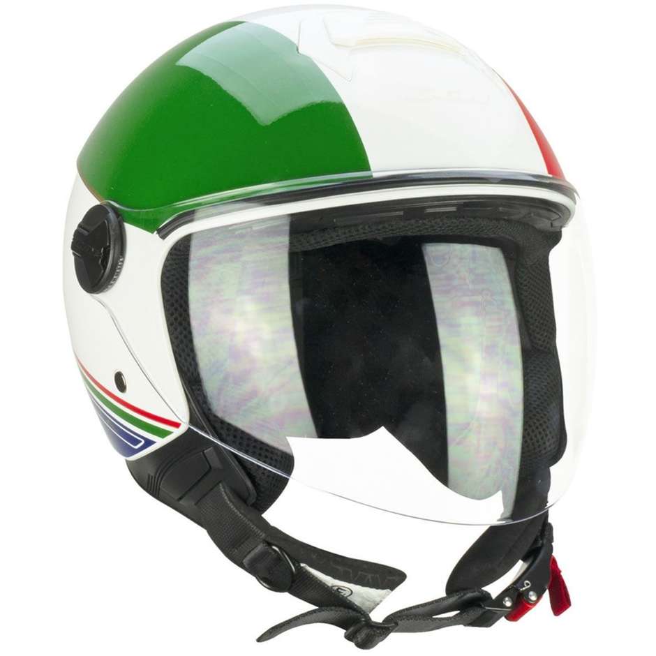 Motorcycle Jet Helmet CGM 107i FLORENCE ITALIA White Red Long Visor