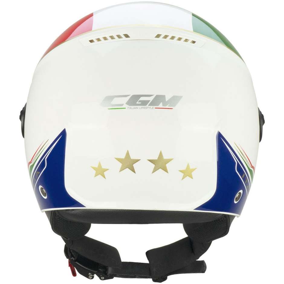 Motorcycle Jet Helmet CGM 107i FLORENCE ITALIA White Red Long Visor
