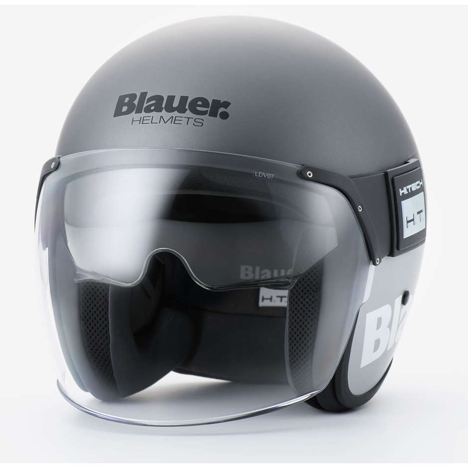 Motorcycle Jet Helmet in Blauer Fiber POD Gray Black White