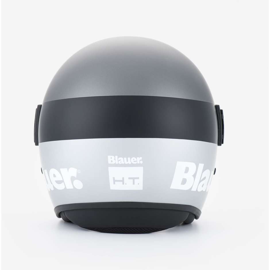 Motorcycle Jet Helmet in Blauer Fiber POD Gray Black White