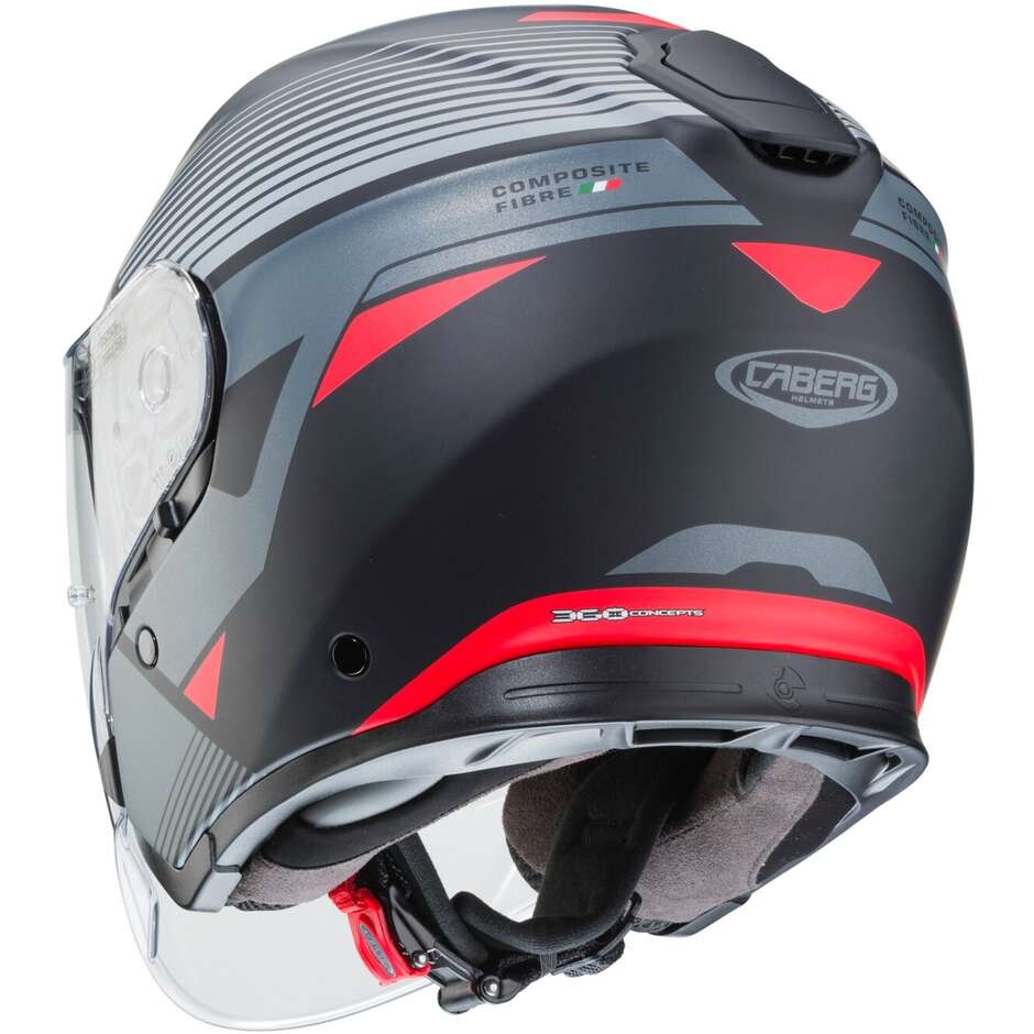Motorcycle Jet Helmet in Caberg Fiber FLYON RIO Matt Black Anthracite Red
