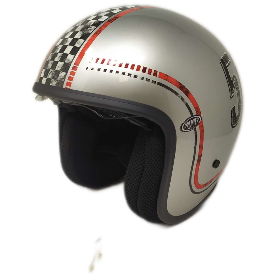 Motorcycle Jet Helmet in Custom Premier Fiber VINTAGE FL CHROMED