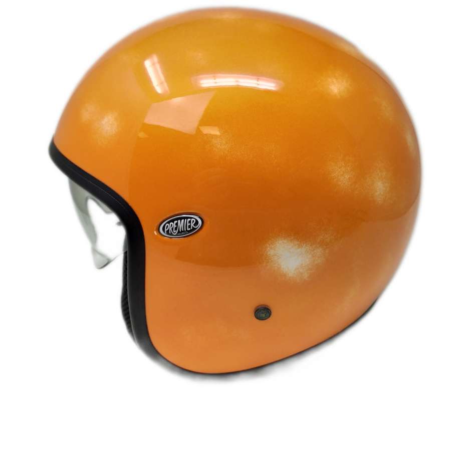 Motorcycle Jet Helmet in Custom Premier Fiber VINTAGE ORANGE Aged