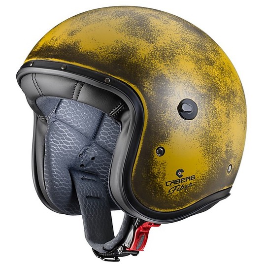 Motorcycle Jet Helmet in Fiber Caberg FREERIDE Yellow Brushed