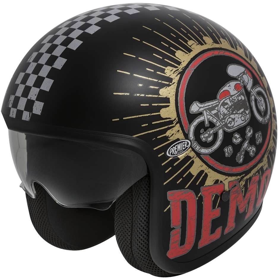 Motorcycle Jet Helmet in Premier Fiber VINTAGE Speed Demon 9 bm