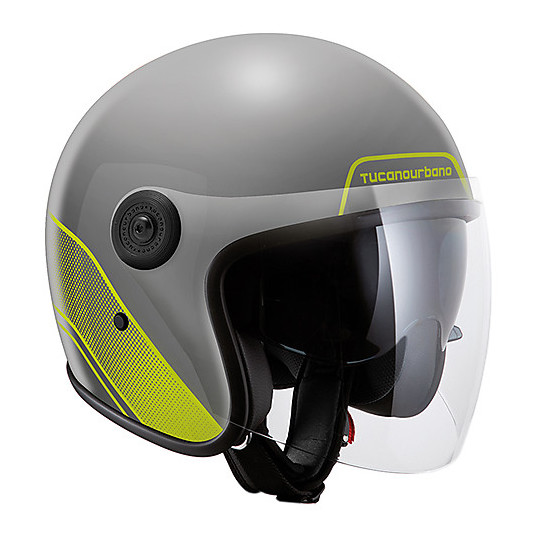 Motorcycle Jet Helmet in Tucano Urbano Fiber 1301 EL'JET Glossy Gray