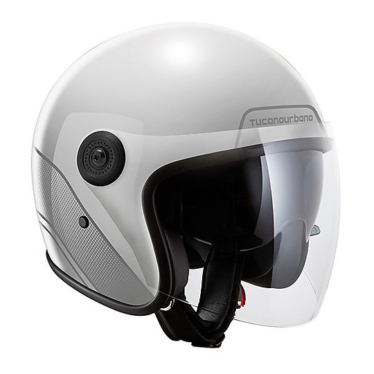 Motorcycle Jet Helmet in Tucano Urbano Fiber 1301 EL'JET Glossy White