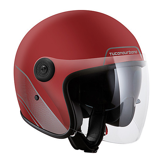 Motorcycle Jet Helmet in Tucano Urbano Fiber 1301 EL'JET Matt Red