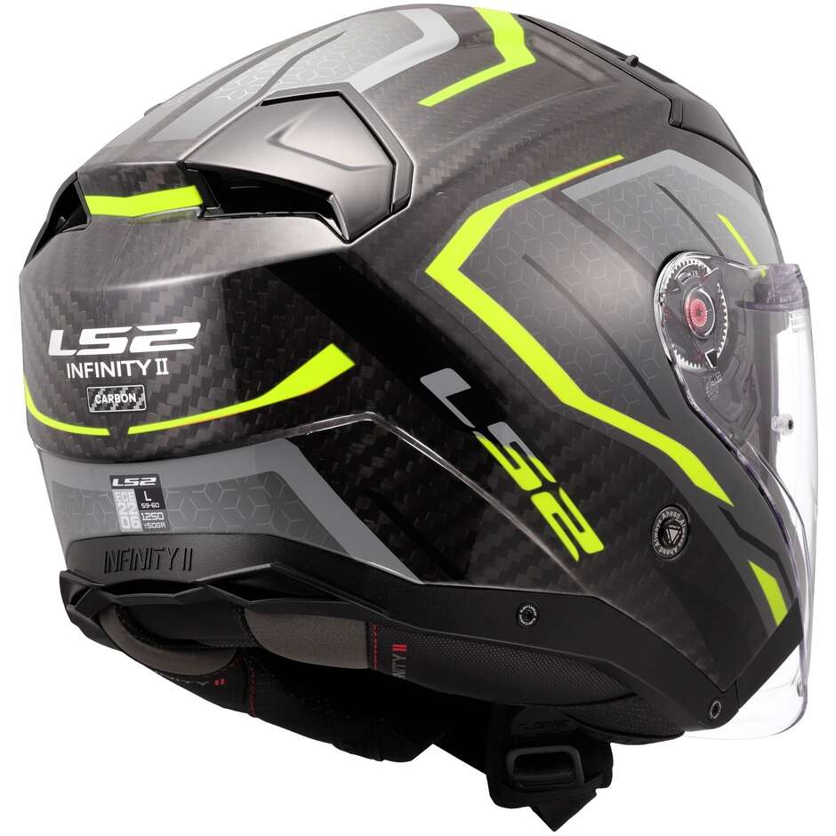 Motorcycle Jet Helmet LS2 OF603 INFINITY 2 CARBON URUS Fluo Yellow