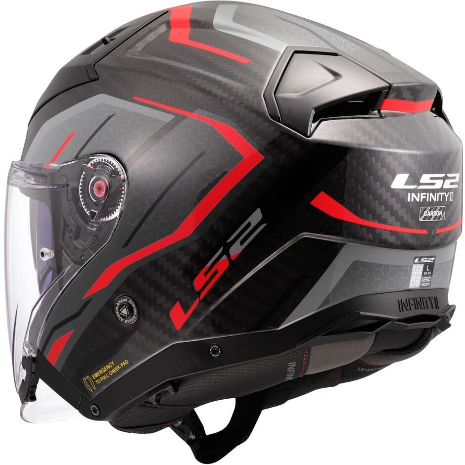Motorcycle Jet Helmet LS2 OF603 INFINITY 2 CARBON URUS Red