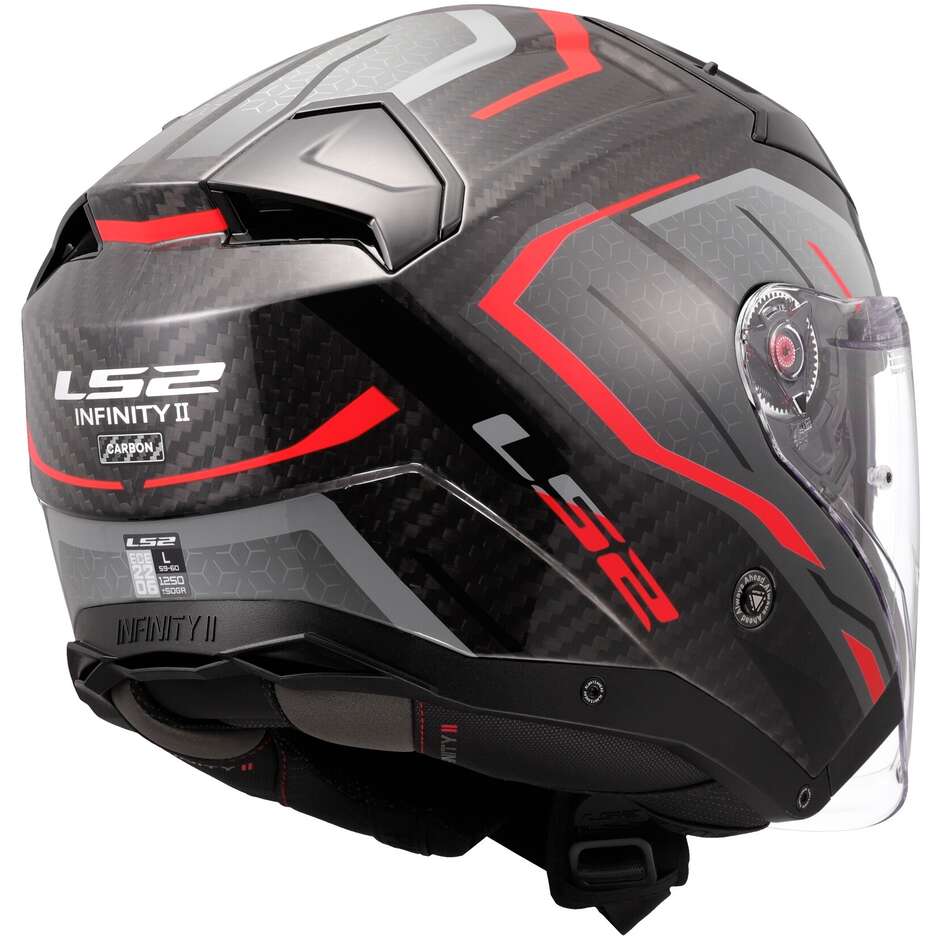 Motorcycle Jet Helmet LS2 OF603 INFINITY 2 CARBON URUS Red