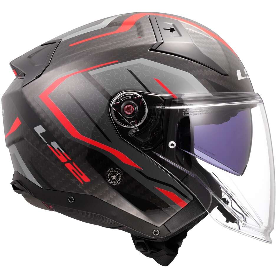 Motorcycle Jet Helmet LS2 OF603 INFINITY 2 CARBON URUS Red