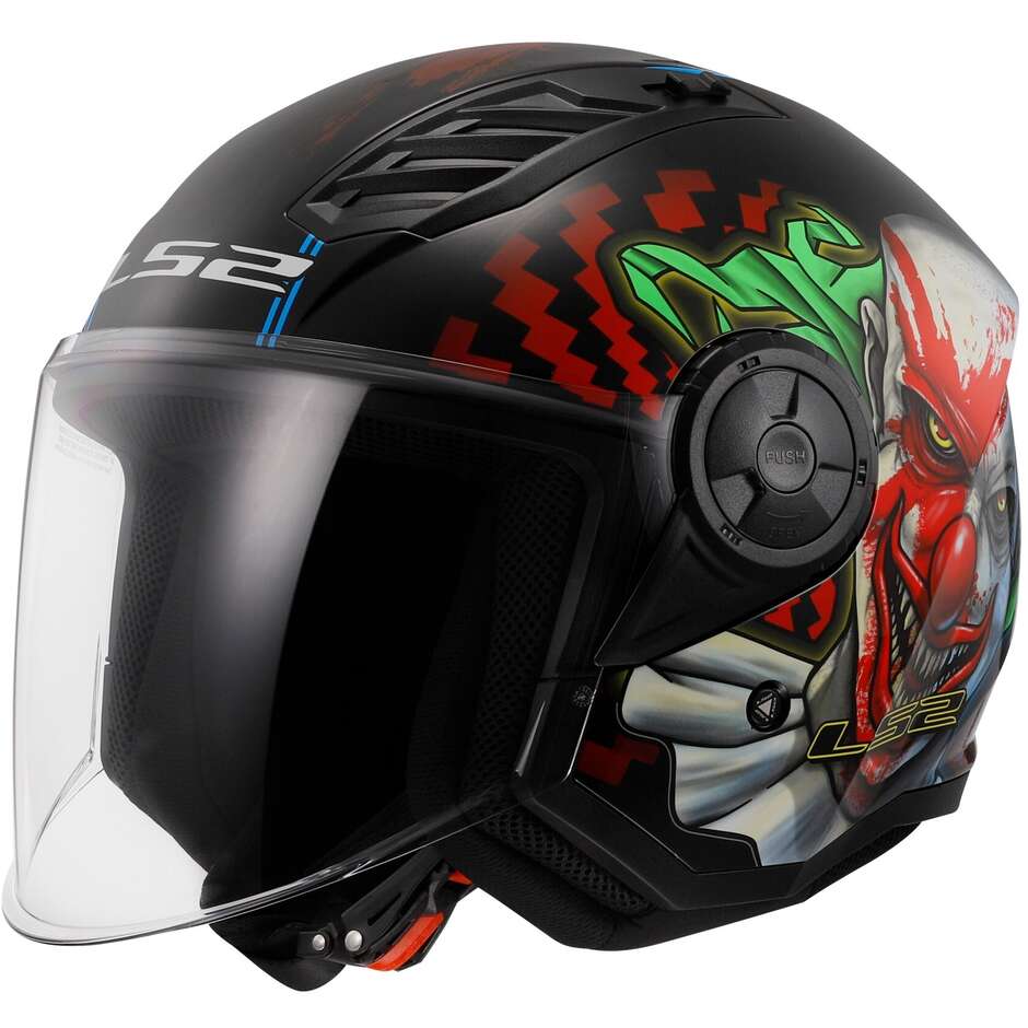 Motorcycle Jet Helmet Ls2 OF616 AIRFLOW 2 HAPPY DREAMS Glossy Black
