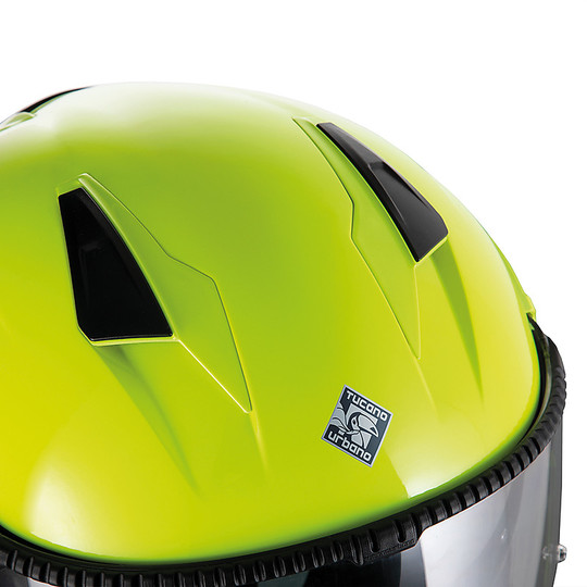 Motorcycle Jet Helmet Tucano Urbano 1400 EL TANGE Fluo Yellow Glossy Graphic