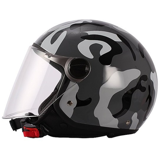 Motorcycle  Jet helmet with visor Long BHR 710 Colouring Grey Camouflage