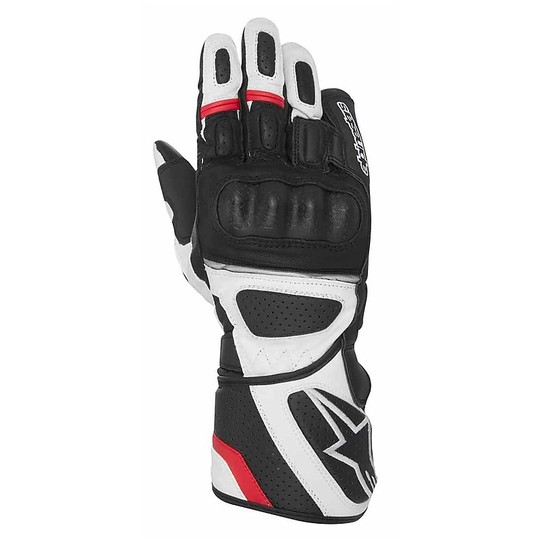 Motorcycle Leather Gloves Alpinestars Sp-Z Drystar Blacks Red White