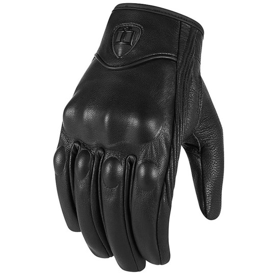 Motorcycle Leather Gloves Custom Half Season Icon PURSUIT CE Black