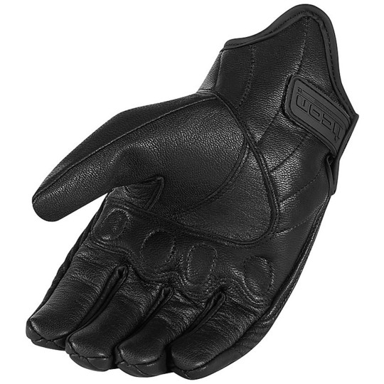 Motorcycle Leather Gloves Custom Half Season Icon PURSUIT CE Black