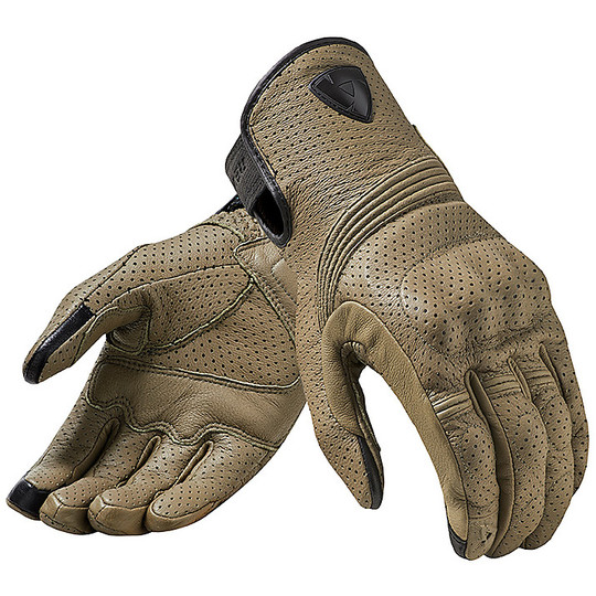Motorcycle Leather Gloves Custom Perforated Rev'it AVION Olive