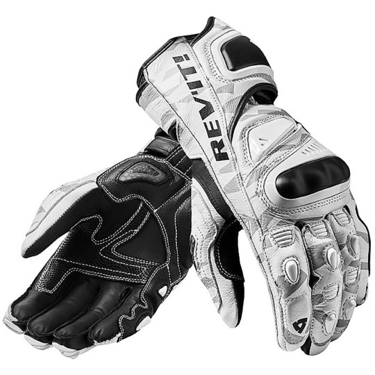 Motorcycle Leather Gloves Racing Rev'it JEREZ 3 Light Gray Black