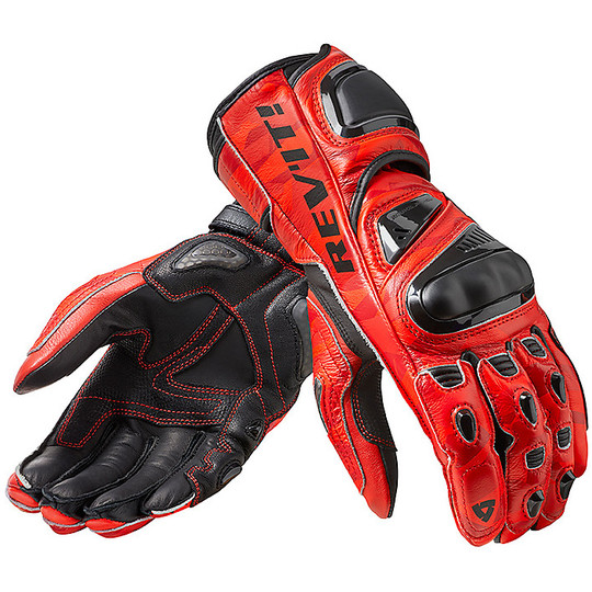Motorcycle Leather Gloves Racing Rev'it JEREZ 3 Red Black